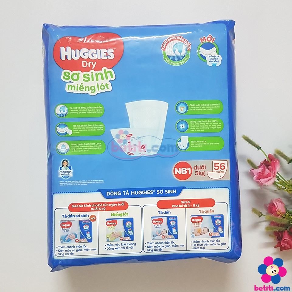 Miếng Lót Huggies Newborn 1 (Sơ Sinh - 64 Miếng) Tặng Kèm 6 Miếng