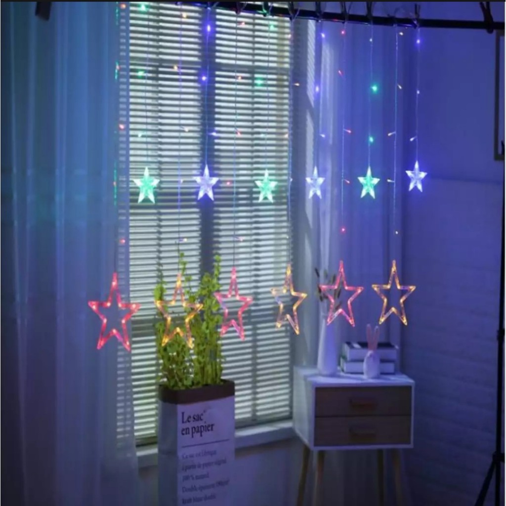 Đèn trang trí, đèn nháy hình ngôi sao nhiều chế độ. Dài 5m 12 bóng