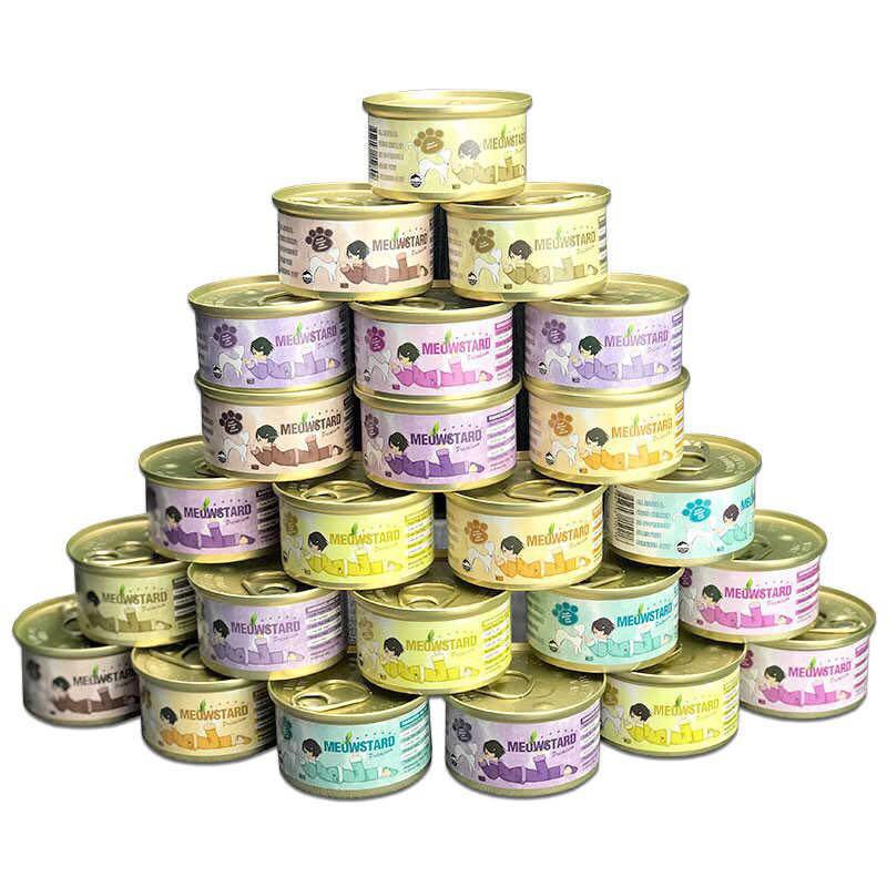 Pate Meowstard Premium LON 80g, Mix Vị,Giá SIêu Rẻ SLL Mix Cá Ngừ, Gà, Hải Sản