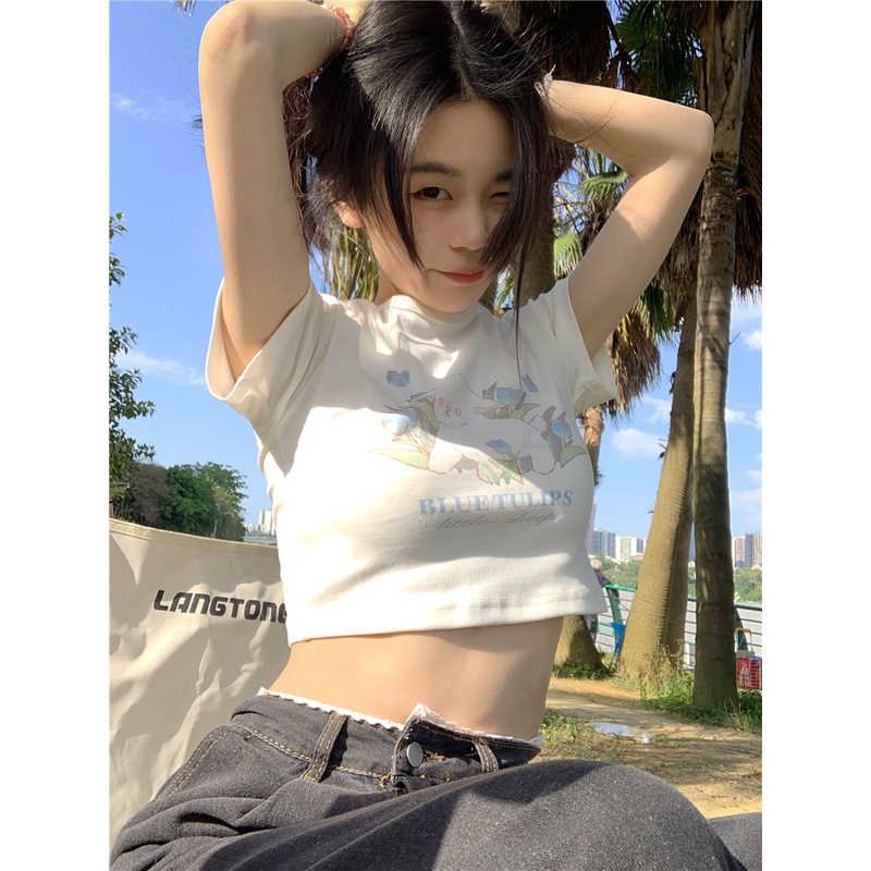 Áo Thun Nữ Ngắn Tay Cổ Tròn Gợi Cảm