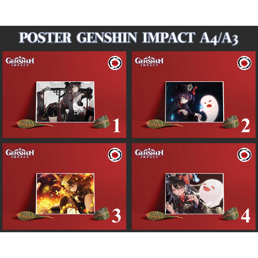 Postcard Cao Cấp - Poster Genshin Impact Set Hutao