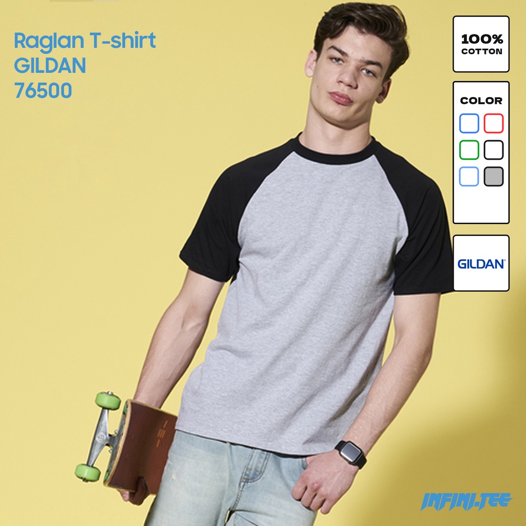 Áo thun trơn Gildan 76500 Premium Cotton - Adult Raglan T-Shirt INFINITEE