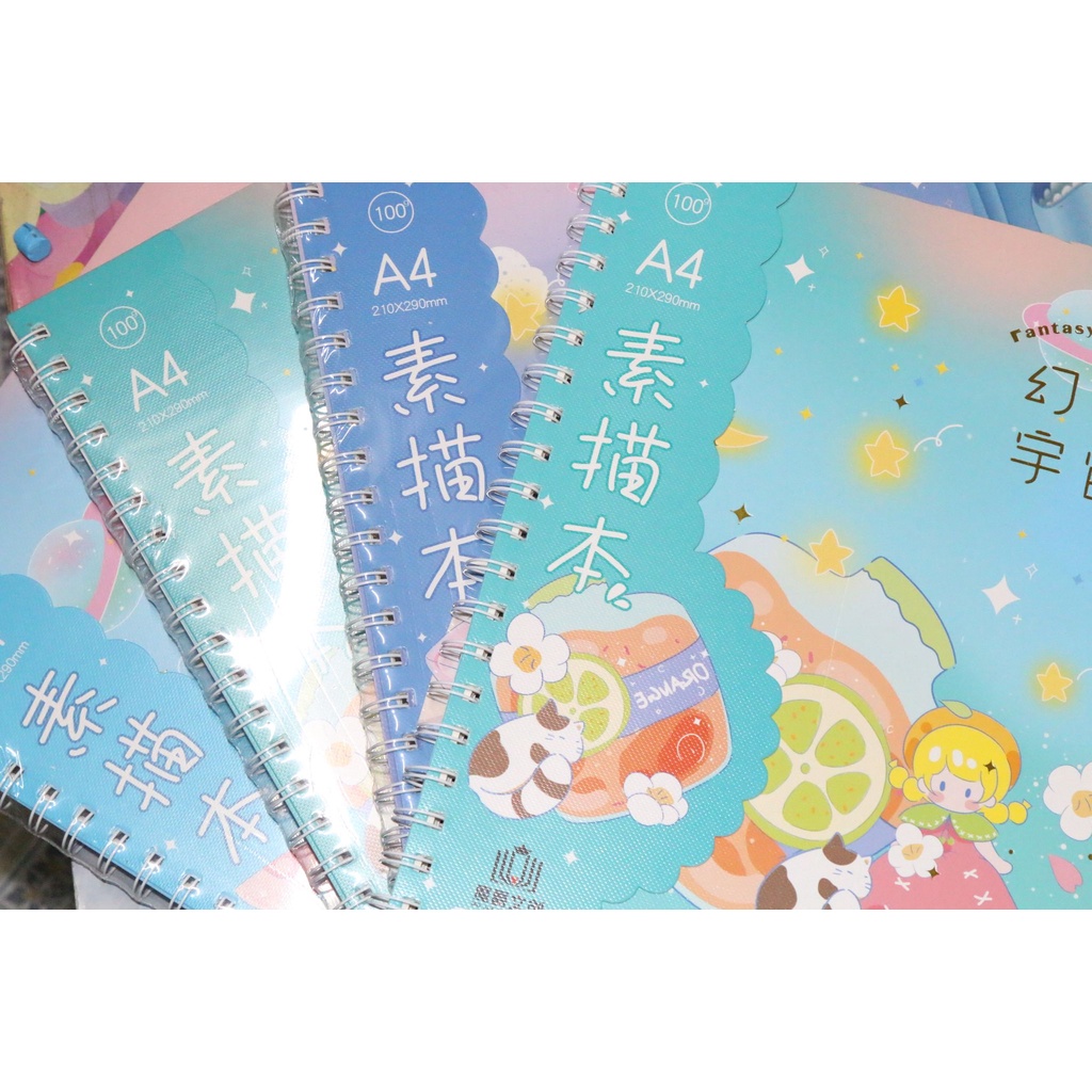 Sổ vẽ phác thảo A4, gáy lò xo, khổ đứng -Sketch note