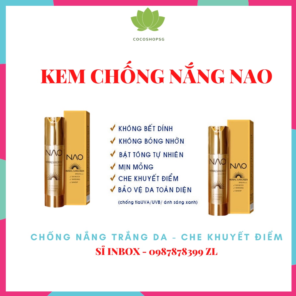 Kem chống nắng -  - NAO - PA (++++) - spf 50 - Dưỡng Trắng - tạo lớp nền  - chống lão hóa - Chính hãng - ĐÔNG Y VŨ ĐỨC!