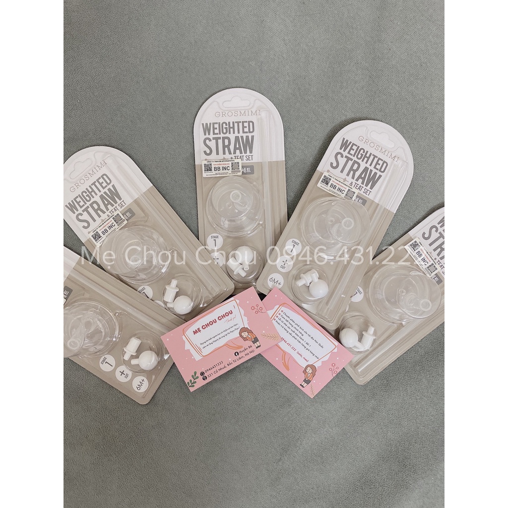 Núm tập uống, Ống hút và Quả tạ Grosmimi Weighted Straw & Teat Set