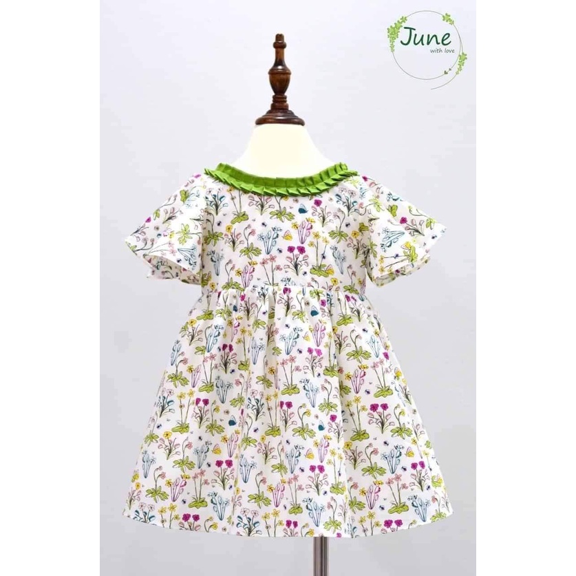 Đầm bé gái June họa tiết hoa liti đầm thoát mát cho bé mặc hè