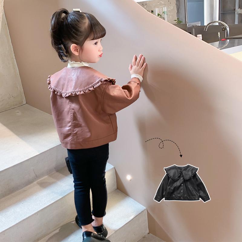 Áo khoác da xuân thu cho bé gái 2021