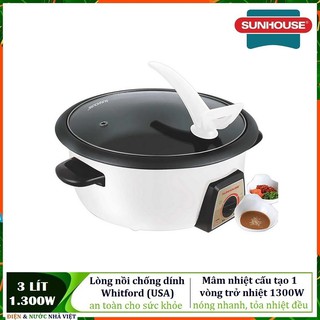 NỒI LẨU ĐIỆN CHỐNG DÍNH ĐA NĂNG 3 LÍT SUNHOUSE SHD 4520 - SHD 4521 ( LẨU, NẤU, CHIÊN XÀO )