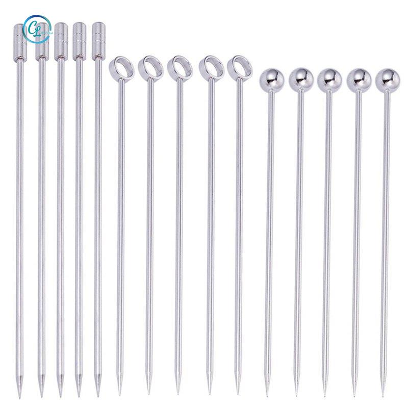 Bộ 15 cây xiên trang trí ly cocktail bằng thép không gỉ bền bỉ tiện lợi
