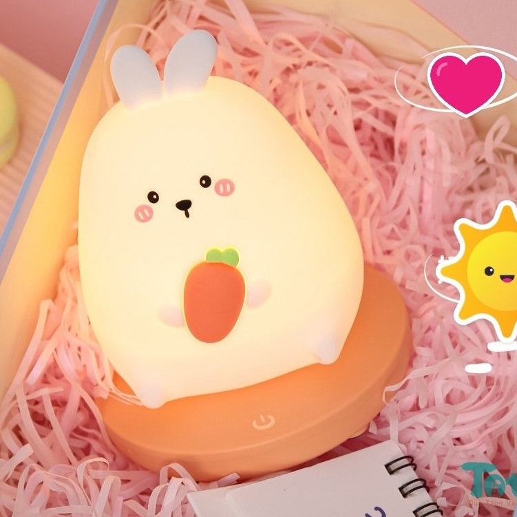 Đèn ngủ Decor silicon Gà Mập Chân Mèo Con Thỏ Con Phi Hành Gia Thú Cưng ngồi trên đĩa bay