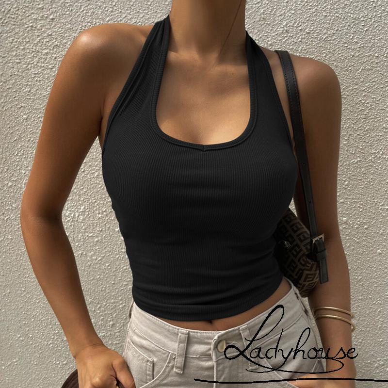 Áo Hai Dây Hở Lưng Màu Trơn Dáng Ôm Gợi Cảm Cho Nữ