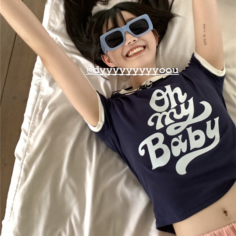 Áo Thun Nữ Tay Ngắn Dáng Ôm In Chữ