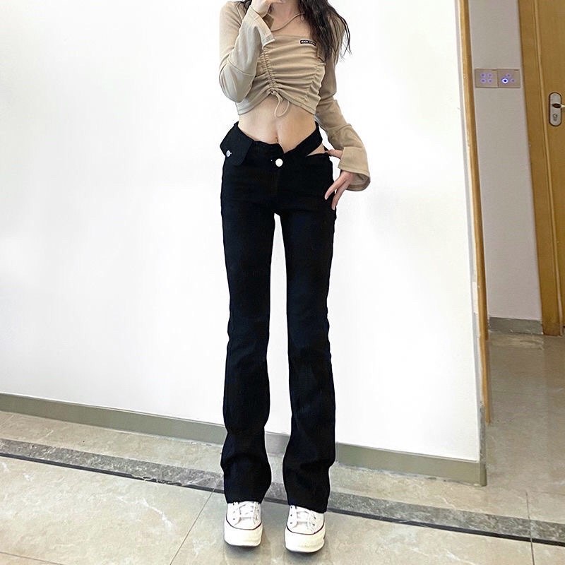 Quần jeans đen kiểu dáng lạ tôn dáng dành cho nữ