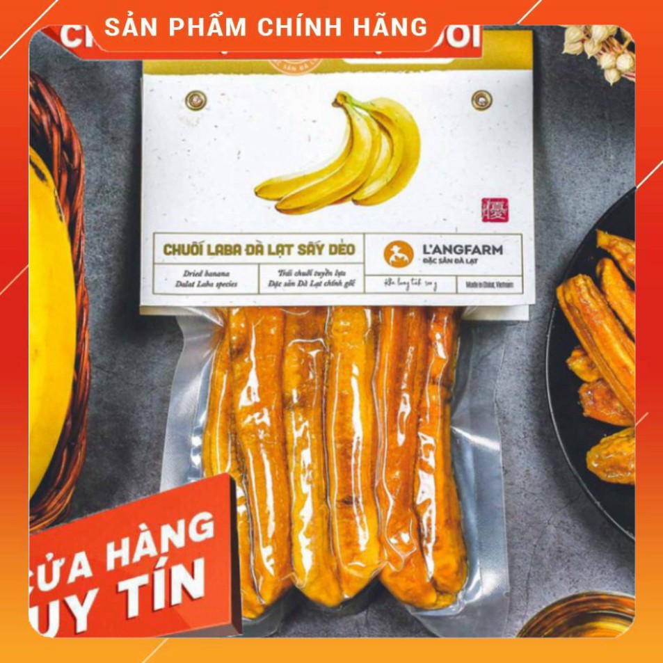 L'angfarm | Chuối la ba Đà Lạt sấy dẻo bịch 300g Được chế biến từ trái cây tươi ngon. An toàn vệ sinh.