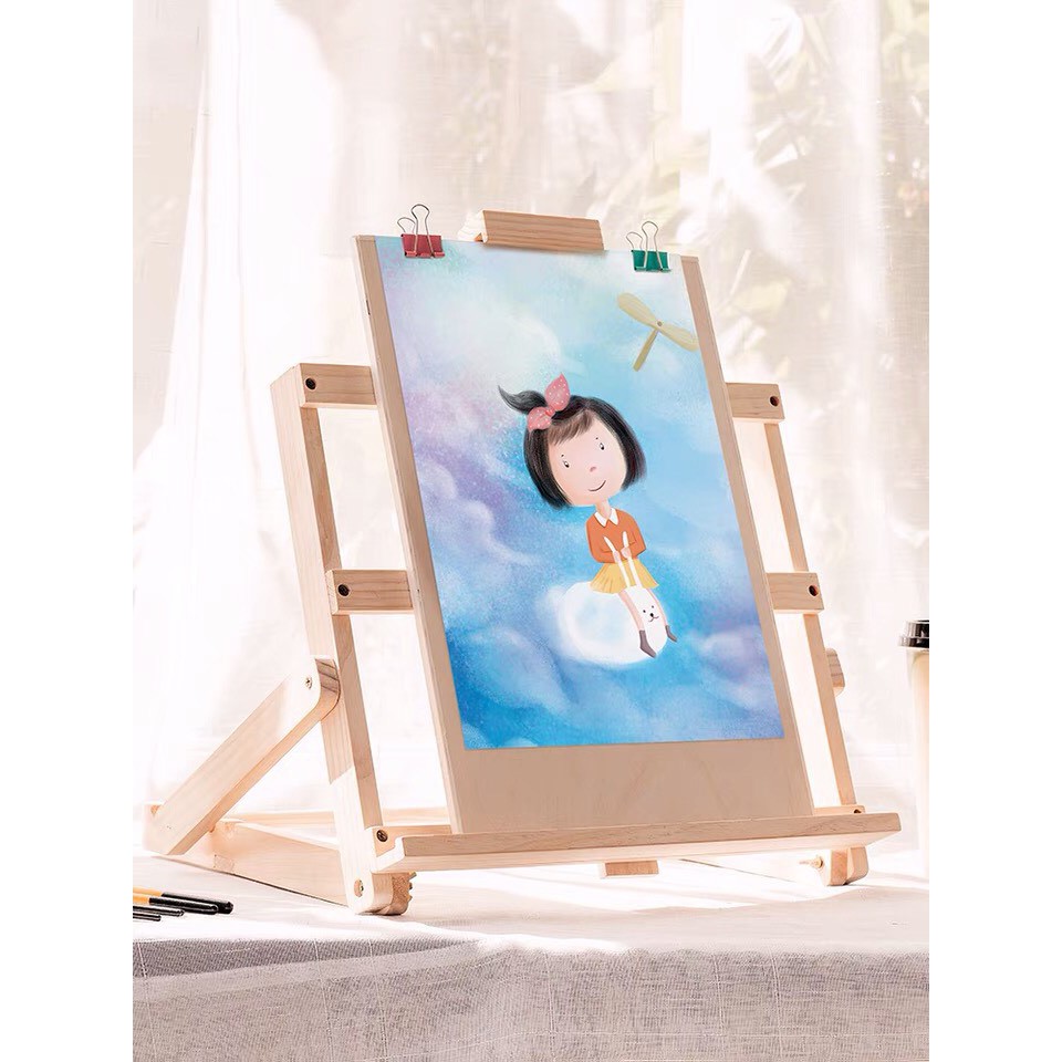 ART8S Giá vẽ tranh gỗ thông để bàn tuỳ chỉnh linh hoạt.