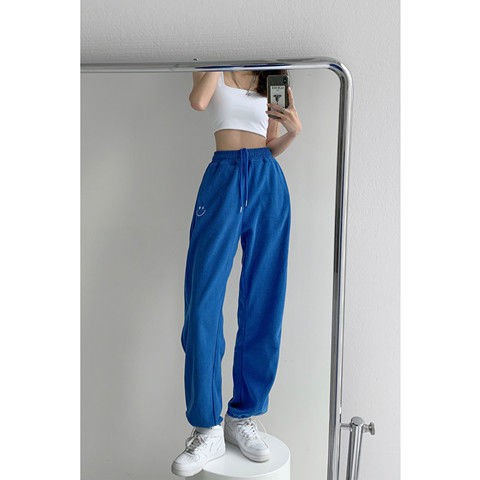 Quần Thể Thao Lưng Cao Dáng Rộng Thêu Hình Mặt Cười Phối Dây Rút Thời Trang Xuân Hè Mới Cho Nữ | BigBuy360 - bigbuy360.vn