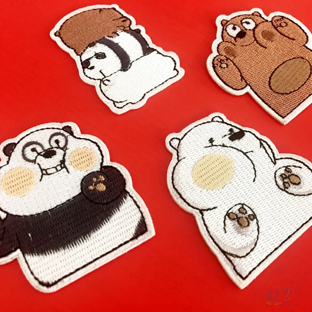 Sticker ủi thêu hình gấu trúc dễ thương