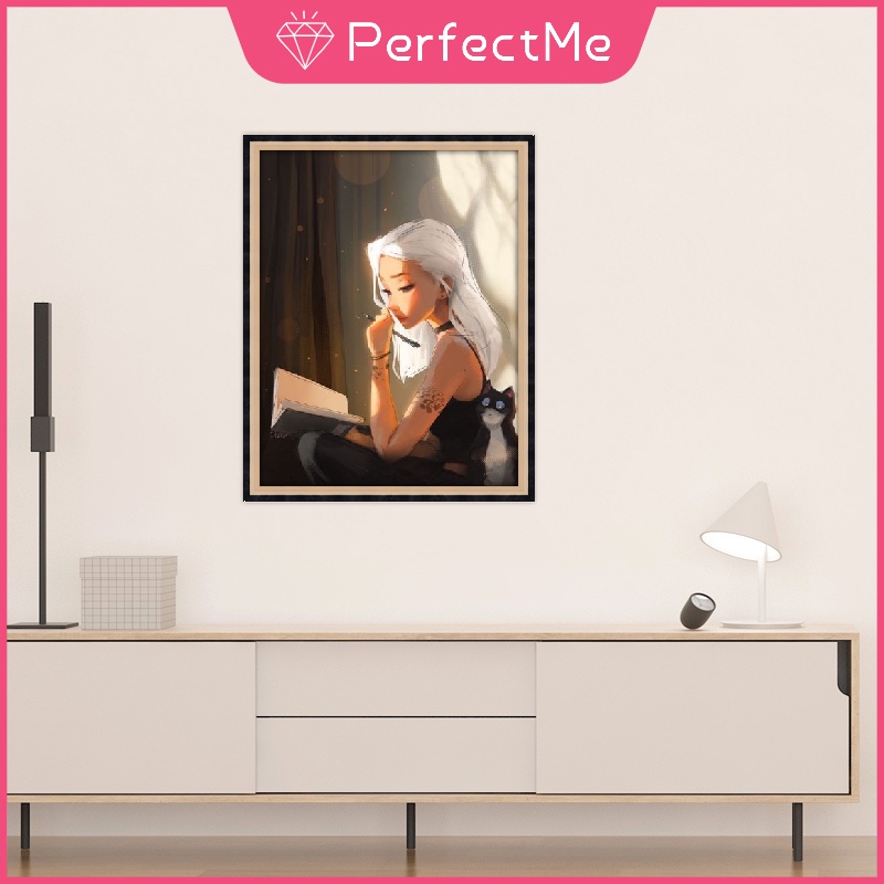 Bộ tranh đính đá 5D DIY hình cô gái xinh đẹp độc đáo kích thước 30x40cm dành cho trang trí