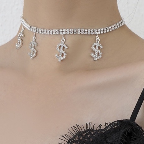 Vòng cổ Mặt Đồng Đô La Đính Đá Đơn Giản Sáng Tạo Phong Cách Đường Phố Mới