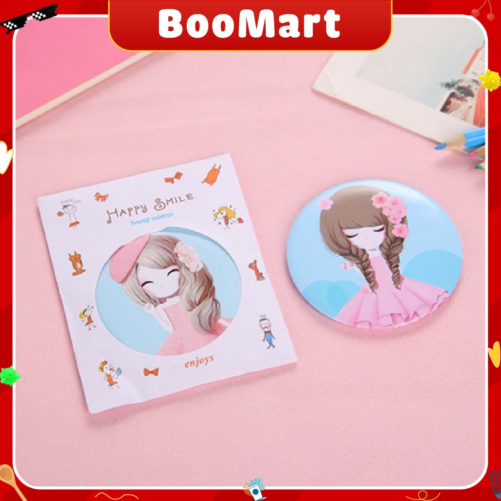 Gương mini trang điểm cầm tay phong cách Hàn Quốc cực yêu - BooMart