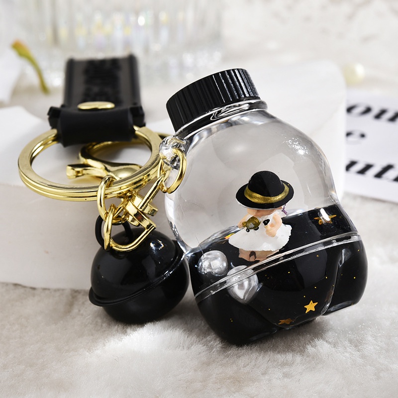 Móc Khóa Hình Ly Trà Sữa Màu Vàng Đen Sáng Tạo