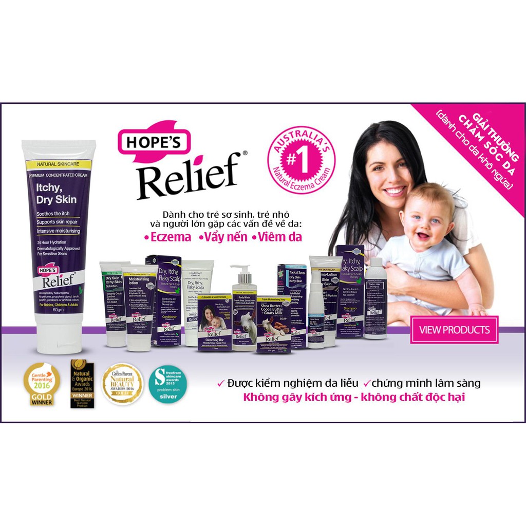 Sữa tắm sữa dê tươi bơ ca cao diệt khuẩn Hope's Relief Body Wash Goat's Milk, Shea & Cocoa 250ml