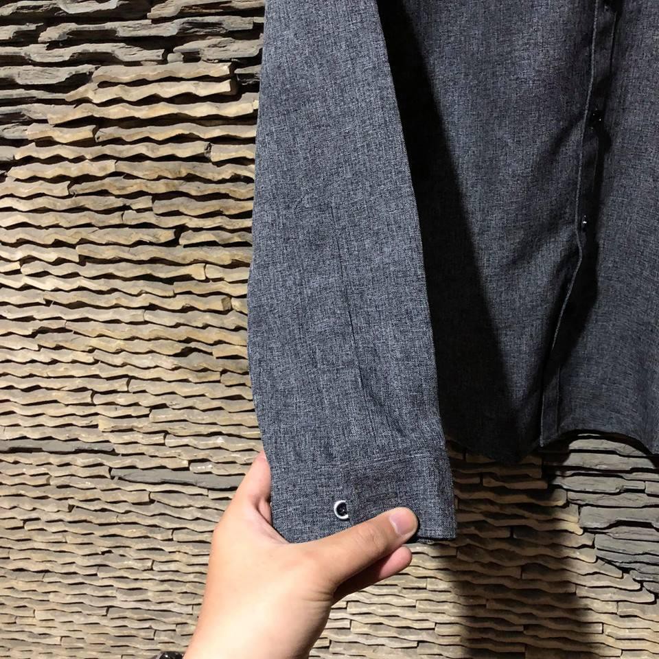 Áo sơ mi nam cổ tàu ZM dáng ôm, áo sơ mi cổ trụ vải đũi co dãn | BigBuy360 - bigbuy360.vn