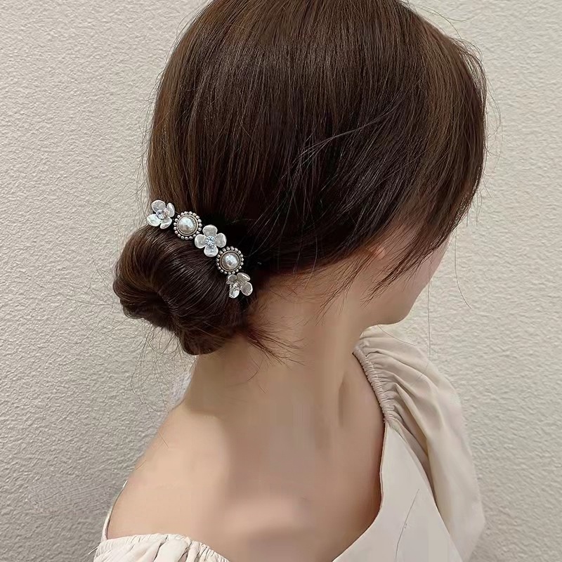Kẹp Tóc Hình Hoa Đính Ngọc Trai Giả Phong Cách Cổ Điển Cho Nữ