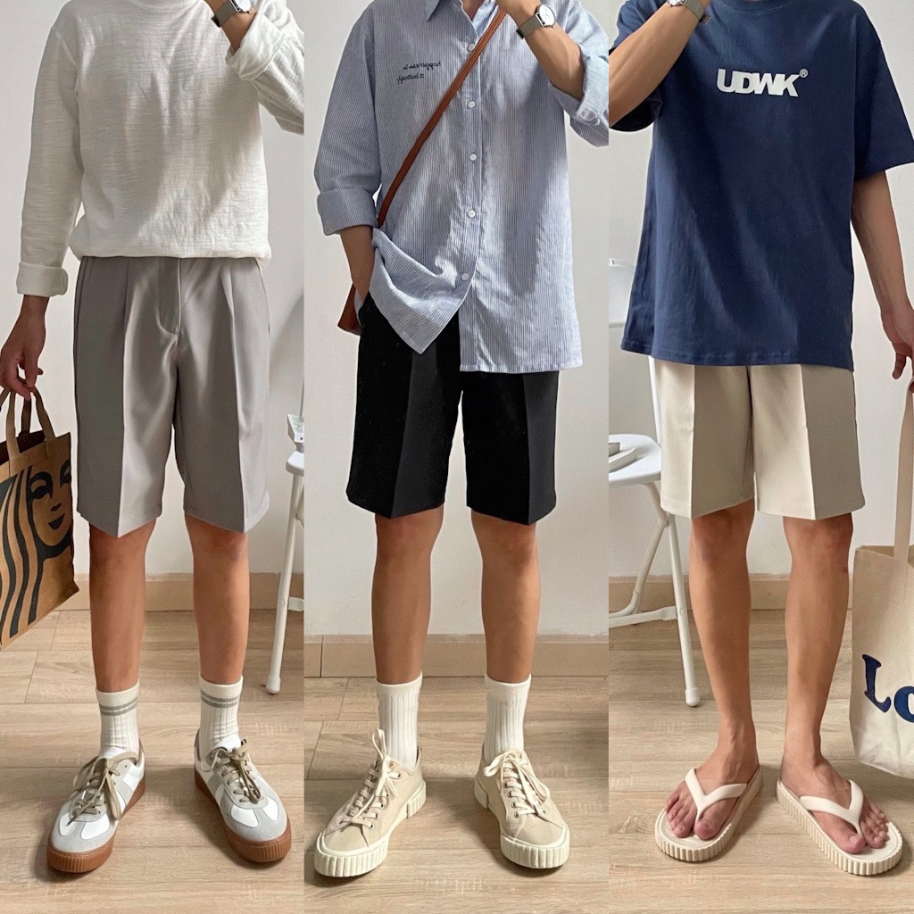 NOBITA HOME - Quần shorts nam, quần tây ngắn, nửa lưng chun 7702