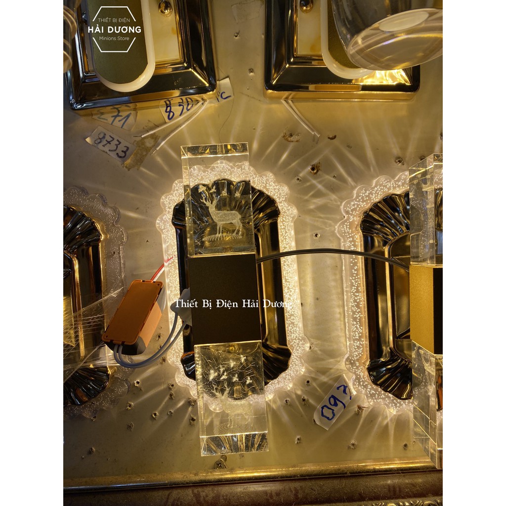 Đèn Led Thủy Tinh Gắn Tường 2 Đầu Kiểu Dáng Hiện Đại Hình Chú Nai 87541  24w Ánh Sáng Vàng - Bảo Hành 12 Tháng