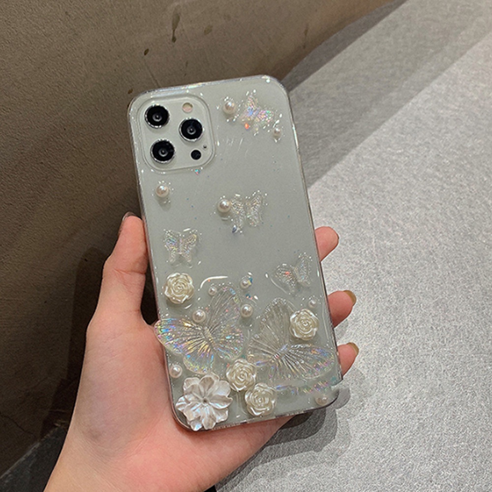 Ốp Điện Thoại TPU Mềm Trong Suốt Chống Sốc Họa Tiết Hoa Hồng 3D Cho iPhone 13 12 11 Pro Max X XS XR 8 7 Plus
