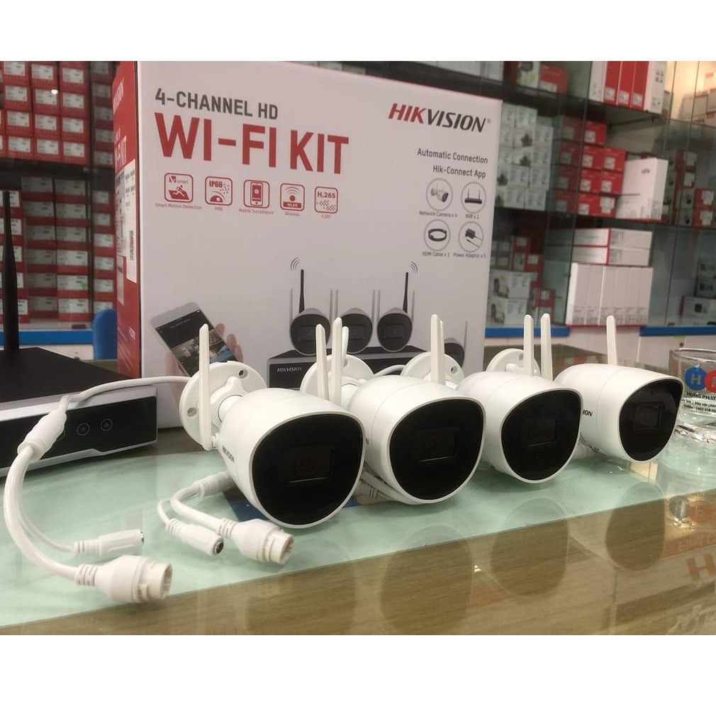 Bộ Kit camera wifi HIKVISION NK42W0H gồm 4 Camera IP Wifi 2MP và 1 đầu ghi Wifi - Hàng chính hãng BH 24th