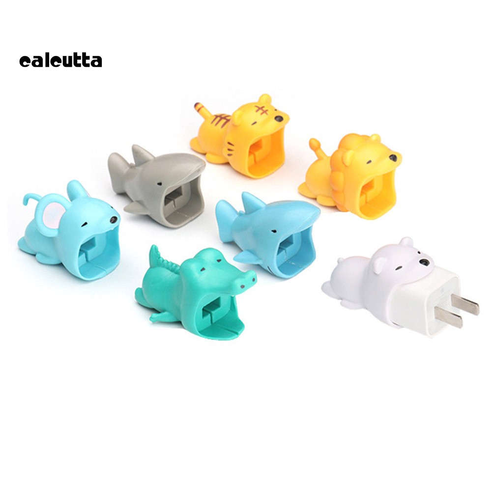 ✡SC✡Silicone Cartoon Animal Bite Data Charging Cable Wire Protector Cover Holder