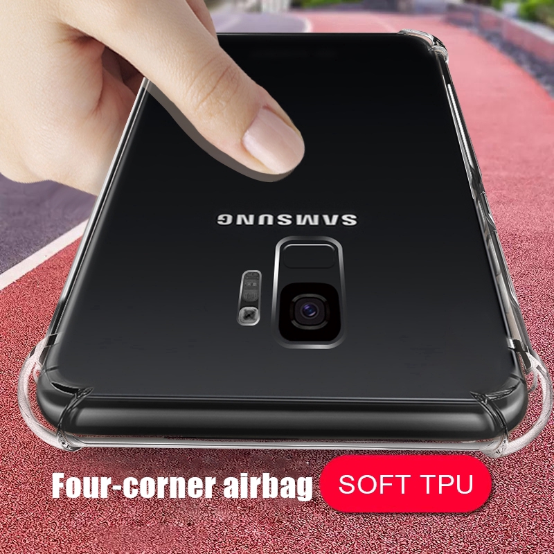Ốp điện thoại TPU trong suốt chống sốc cho Samsung Galaxy S9 S8 Plus A6 A9 J4 Plus 2018 A7 A750 2018