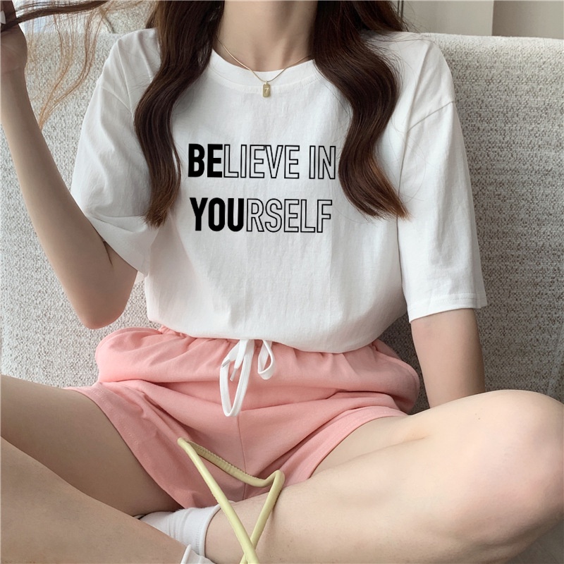 Áo thun nữ  tay lỡ BELIEVE IN YOURSELF form rộng COYO CY026