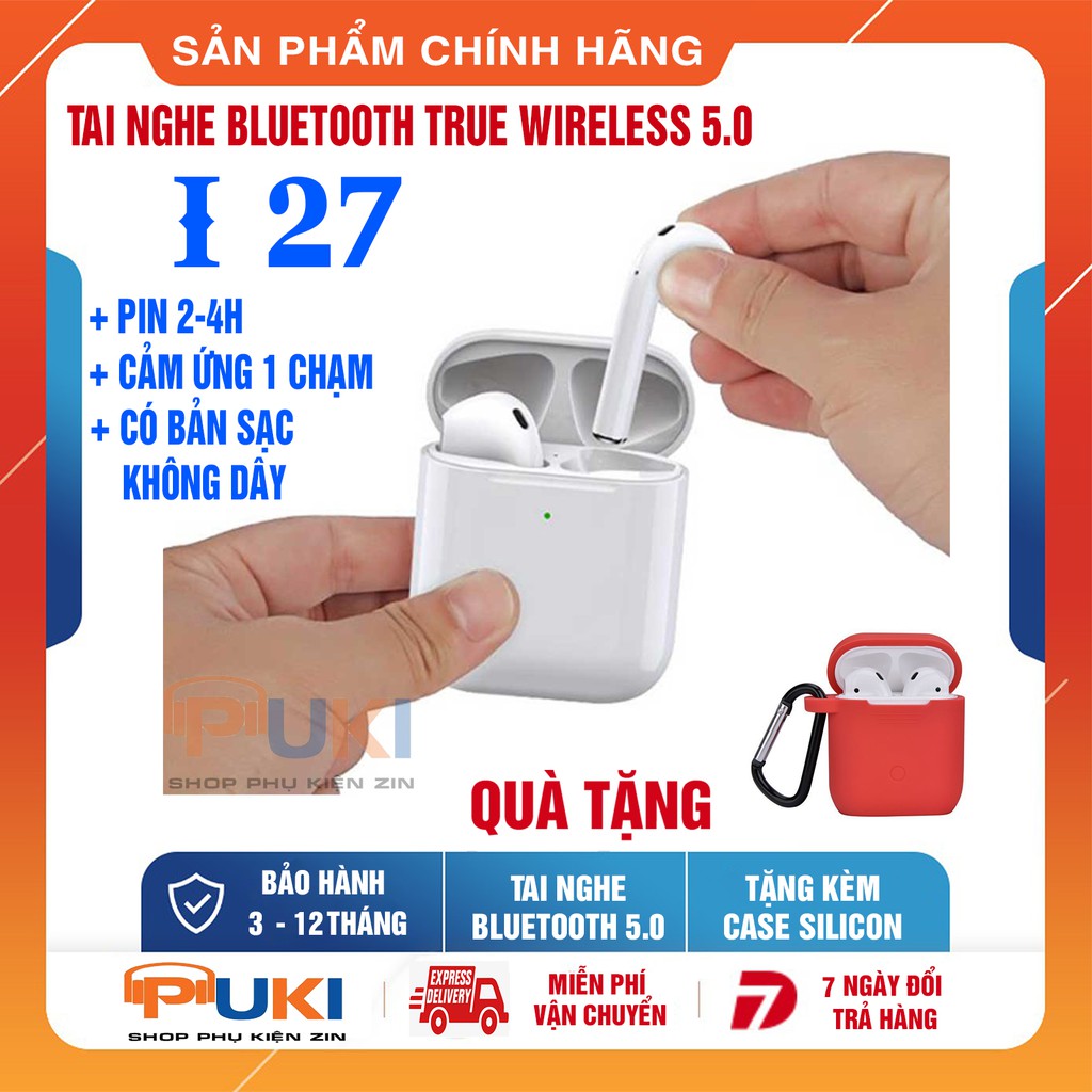 Tai Nghe i27 TWS Bluetooth Không Dây - Tặng Case Airpods Tương Thích IOS, Android Mới Nhất 2019