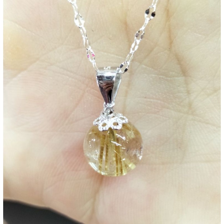 Dây chuyền bạc 925 mặt đá tóc vàng 10li bảo hành vĩnh viễn Thuylamshop