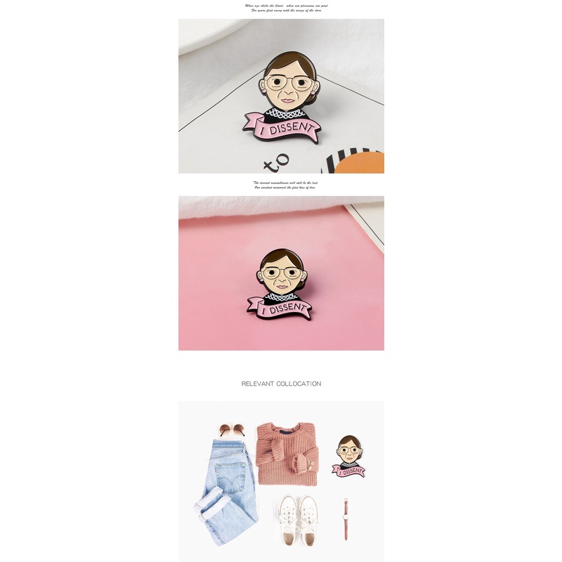 Ghim Cài Áo Họa Tiết Nhân Vật Hoạt Hình Bader Ginsburg RBG Tráng Men Cho Nữ