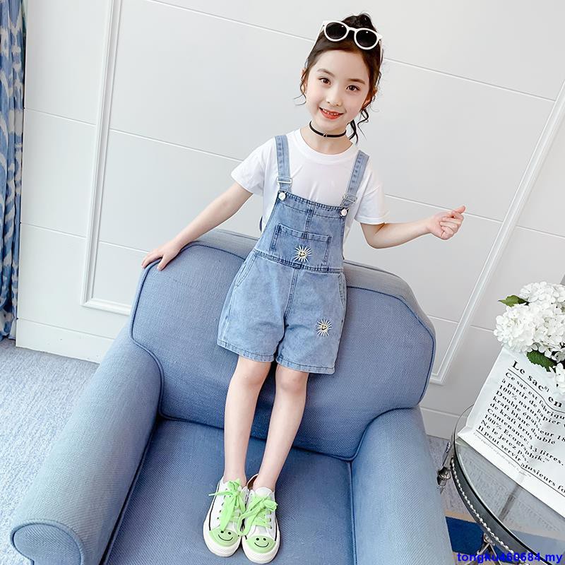 Quần Yếm Denim Dáng Rộng Thiết Kế Mới Thời Trang Mùa Hè Theo Phong Cách Hàn Quốc Dành Cho Bé Gái / I.3.17