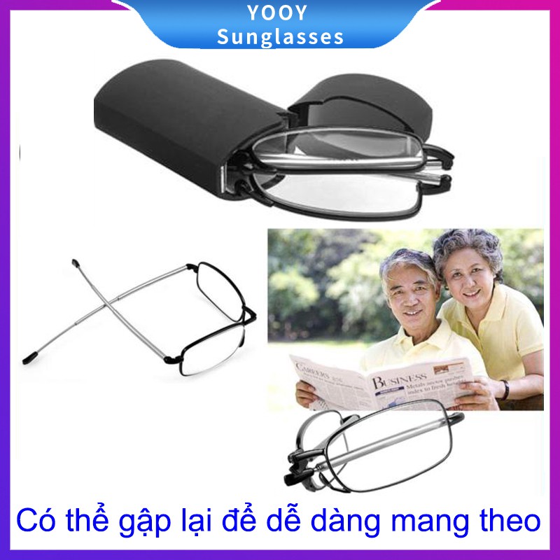 Portable men's and women's reading glasses with storage box strength 2.0 ultra-light adjustable foldable stable glasses