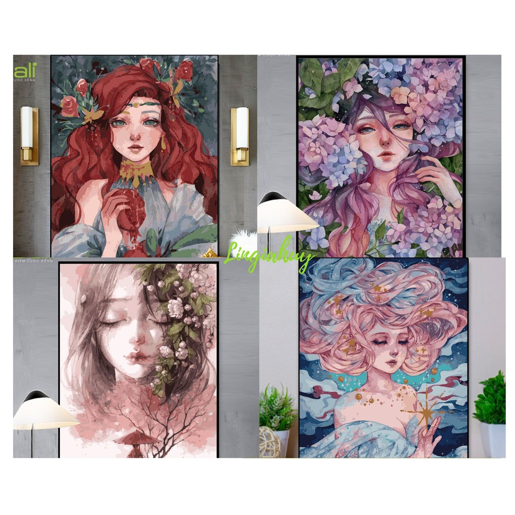 Tranh Sơn Dầu Số Hóa Cô Gái Tự Tô Màu Theo Số Kích Thước 40x50 | BigBuy360 - bigbuy360.vn