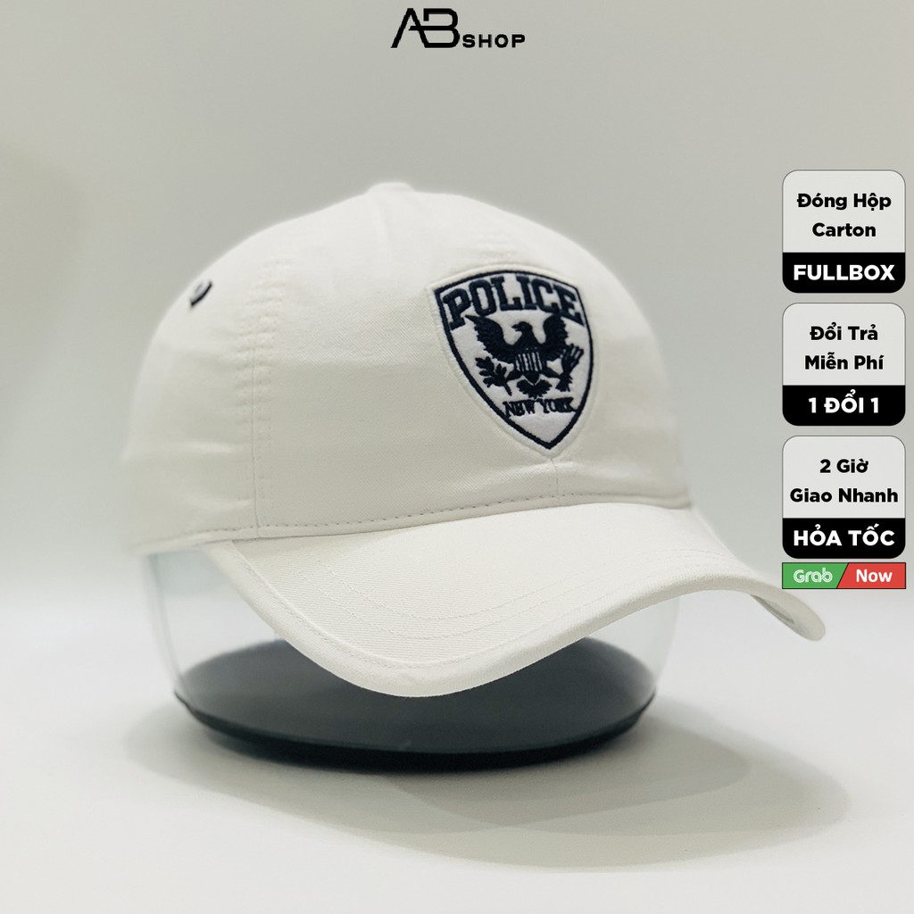 Mũ Lưỡi Trai Nam Nữ Trắng Đen Police Unisex Thêu Huy Hiệu Cảnh Vệ Mỹ