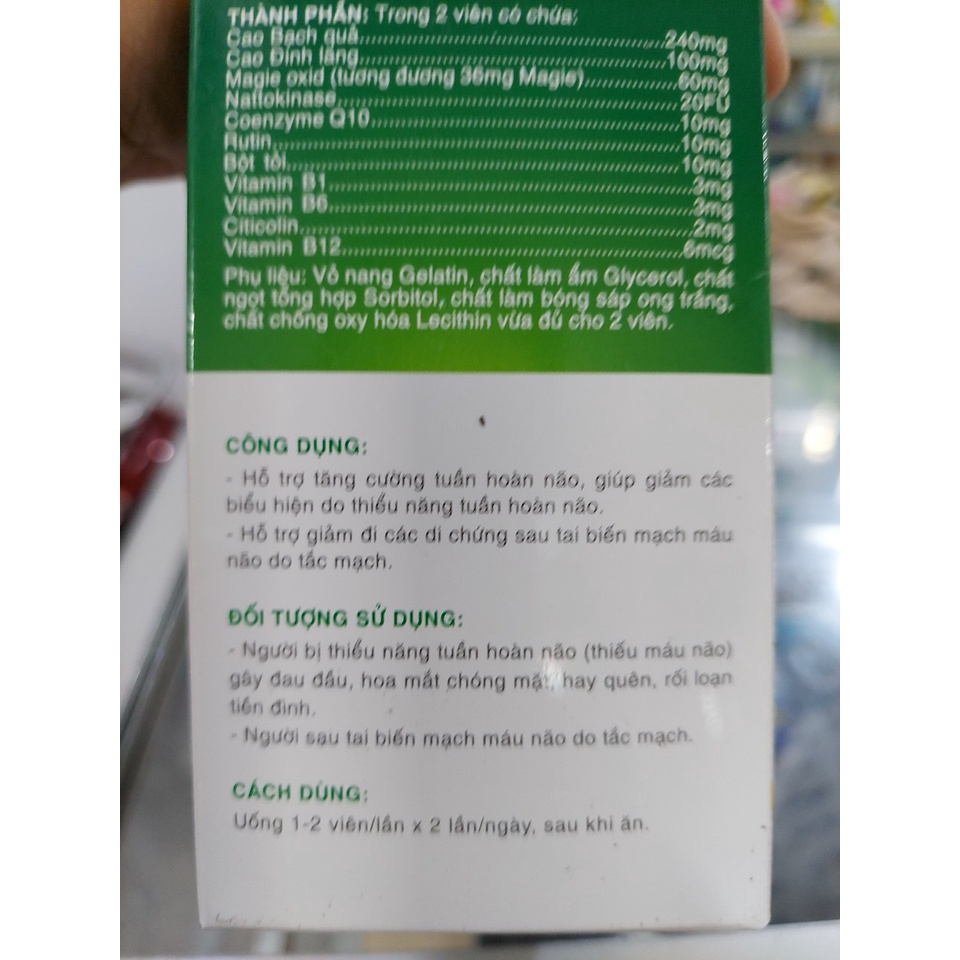 BRAINMAX  GREEN- bổ não, hỗ trợ tăng cường tuần hoàn não - hộp 100 viên
