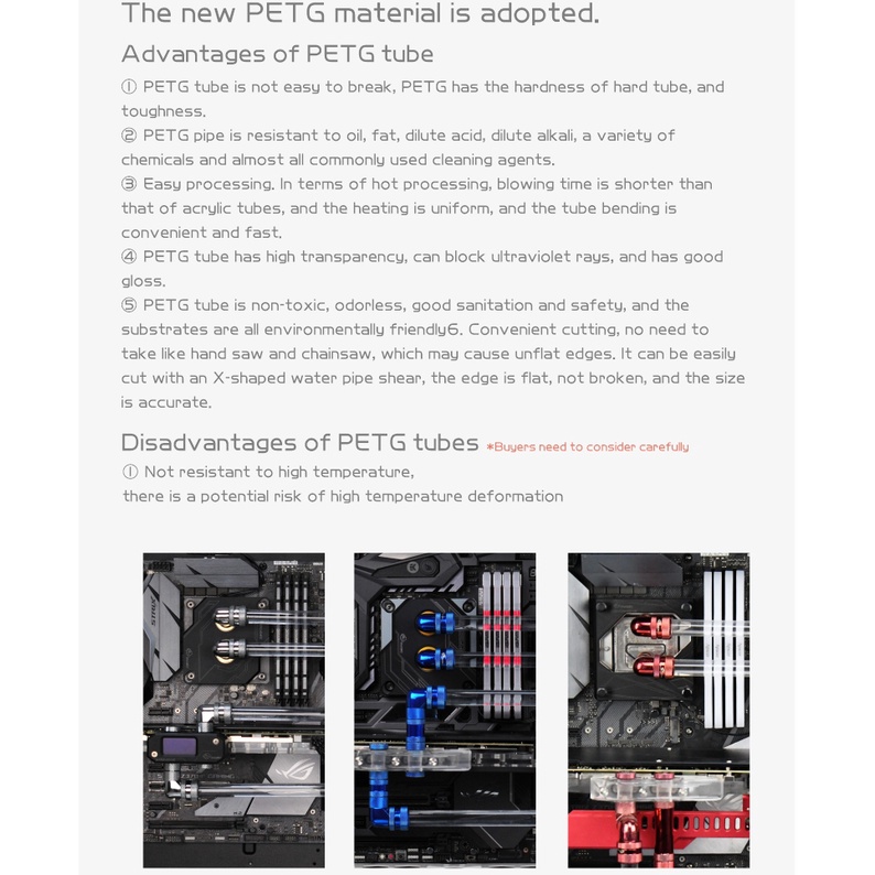 Ống Cứng Ppma Acrylic Trong Suốt 500MM OD 12mm / 14mm / 16mm Cho Hệ Thống Làm Mát Nước B-YKLWP / B-PETGWP