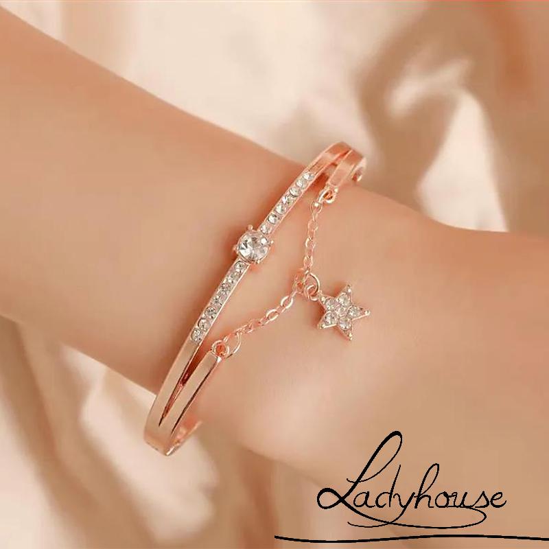 Vòng Tay Đính Đá Hình Ngôi Sao Năm Cánh Thời Trang Cho Nữ