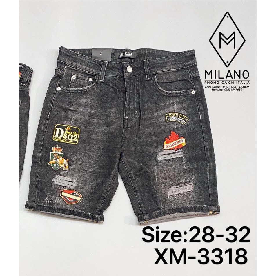 Quần short jean nam rách cao cấp 2 màu đen,xanh thêu họa tiết cao cấp | BigBuy360 - bigbuy360.vn