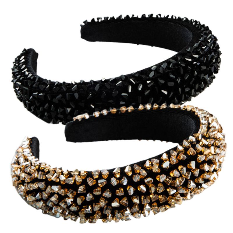 Băng Đô Vải Nhung Đính Hạt Thủy Tinh Nhiều Màu Sắc Phong Cách Baroque