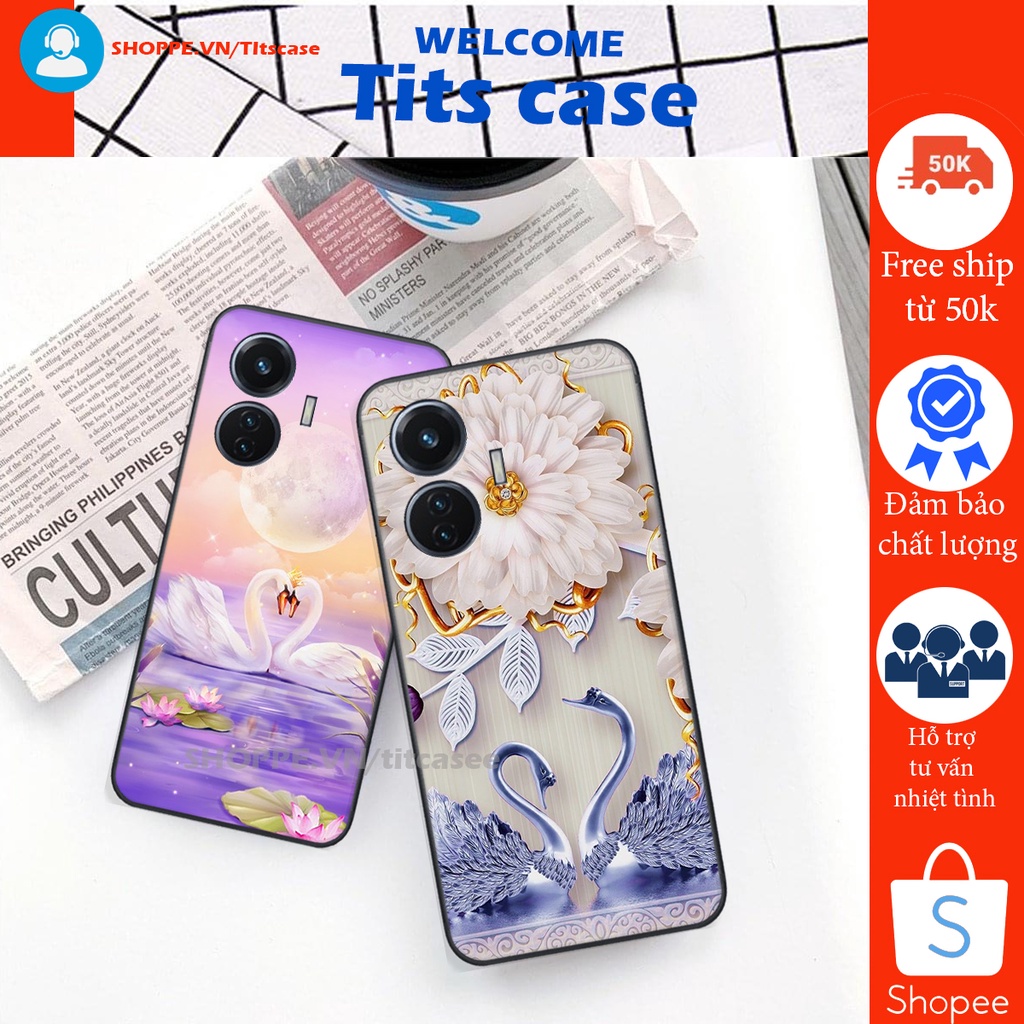 Ốp lưng Vivo Y55 2022 in hình thiên nga,hoa may mắn, đặc sắc ĐỘC - LẠ - BỀN