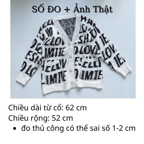 Áo Khoác Len Cardigan Mỏng Nút Cổ V Họa Tiết Chữ Tay Dài | Smide Clothing