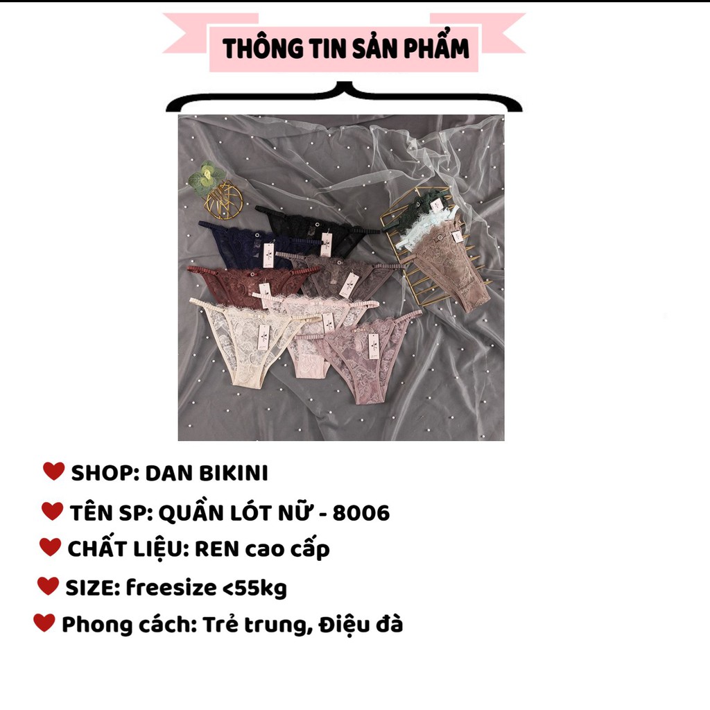 Quần Lót Nữ Ren Sexy hai mảnh thiết kế chun hông quyến rũ sexy tôn dáng gợi cảm mã 8006 | BigBuy360 - bigbuy360.vn